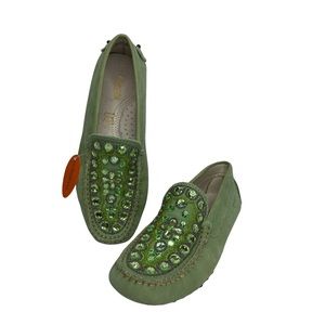 Primigi Green Rhinestone Embellished  Loafers 33 EU/ 2 US